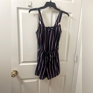 Navy Blue Striped Romper